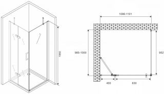 Душевой уголок ABBER Zart 110x100см хром AG08110-S101